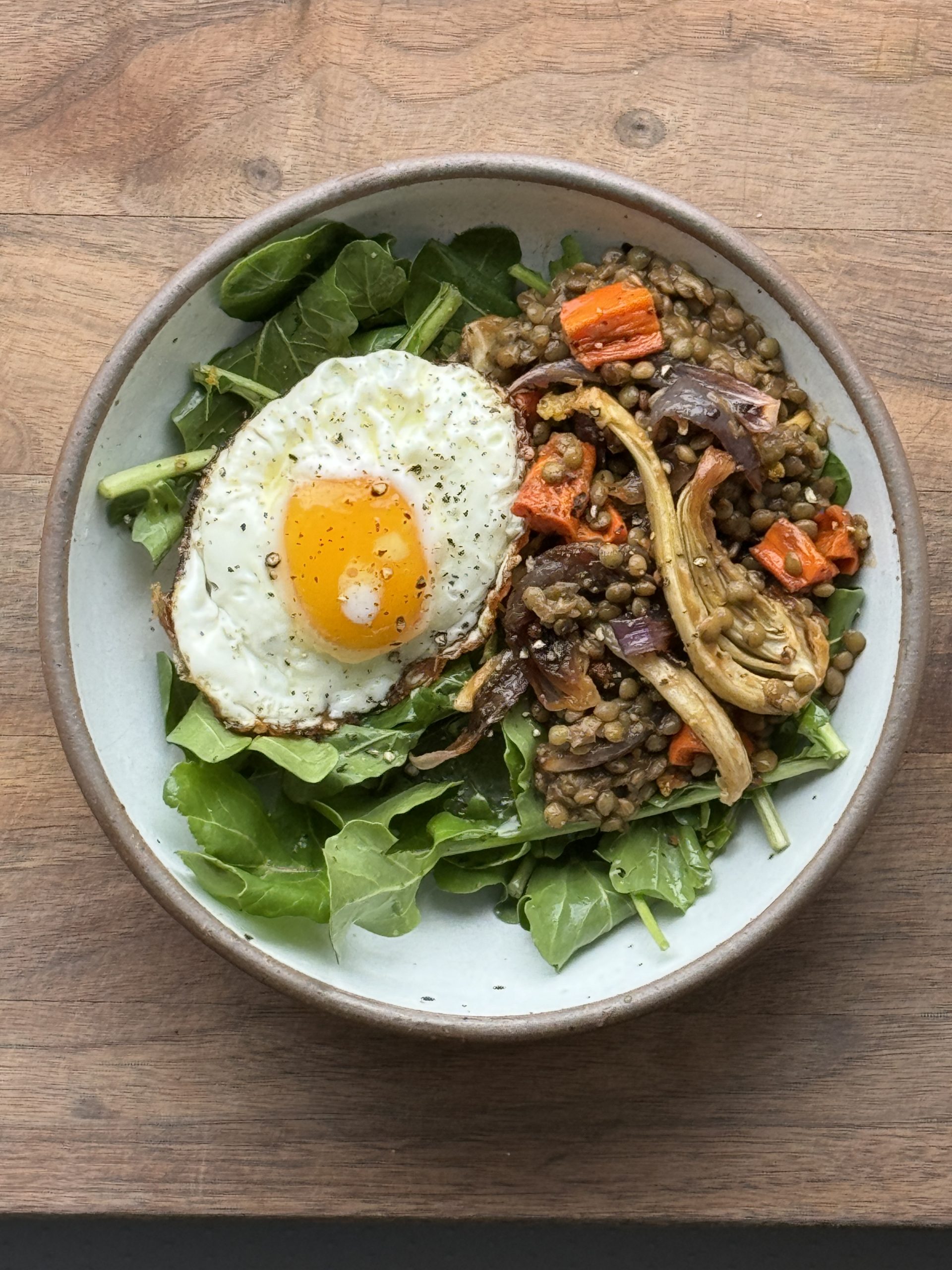 lentils with a fried egg recipe